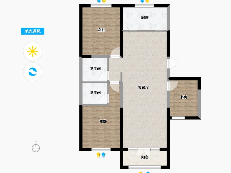 河北省-石家庄市-西三庄-91.00-户型库-采光通风