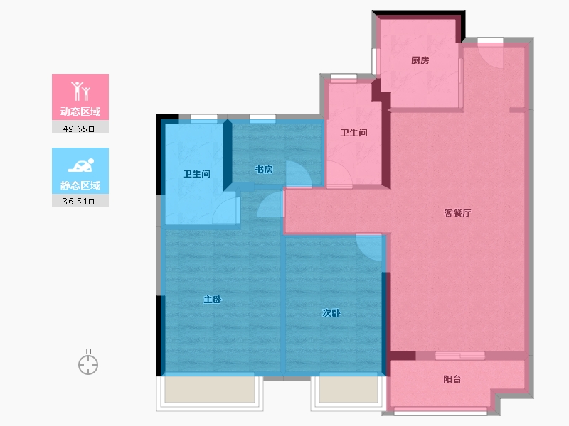 浙江省-湖州市-宝龙旭辉城-76.76-户型库-动静分区