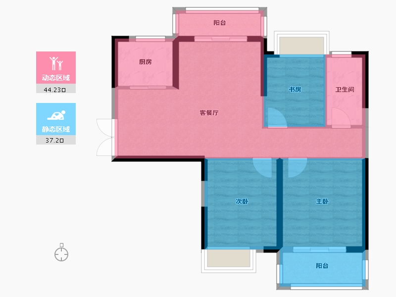 湖北省-武汉市-凤凰小城-76.00-户型库-动静分区