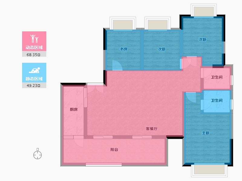 重庆-重庆市-昕辉璟越-117.00-户型库-动静分区