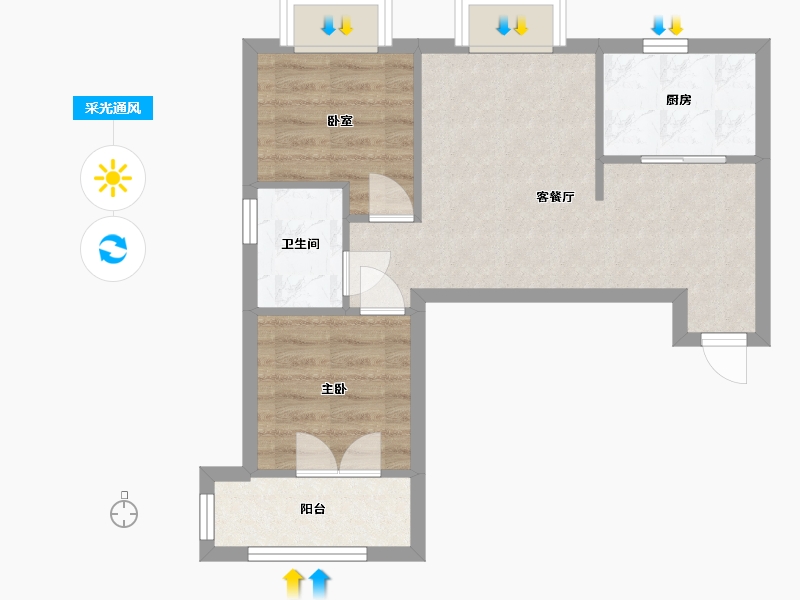 湖北省-武汉市-都市申新花园-52.00-户型库-采光通风