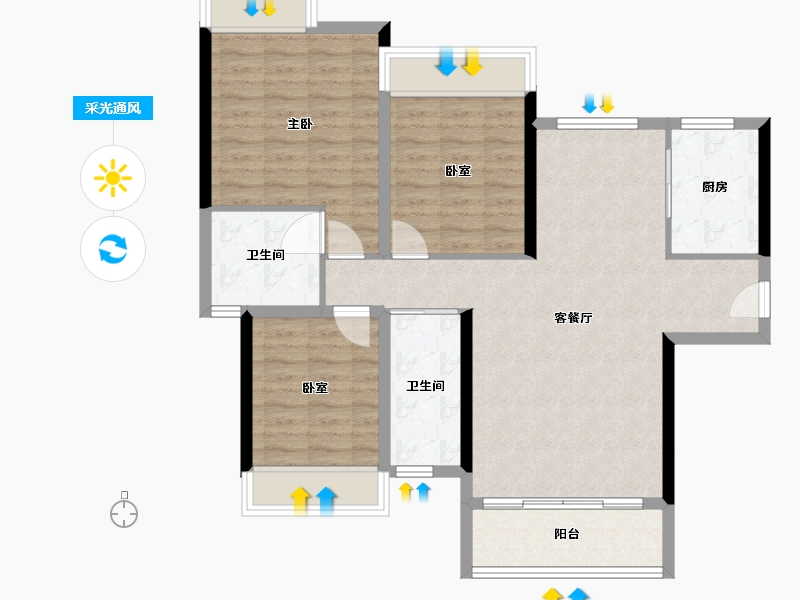 湖南省-湘西土家族苗族自治州-诚信御景园-110.00-户型库-采光通风