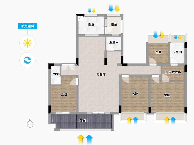 广西壮族自治区-桂林市-吾悦华府-113.51-户型库-采光通风