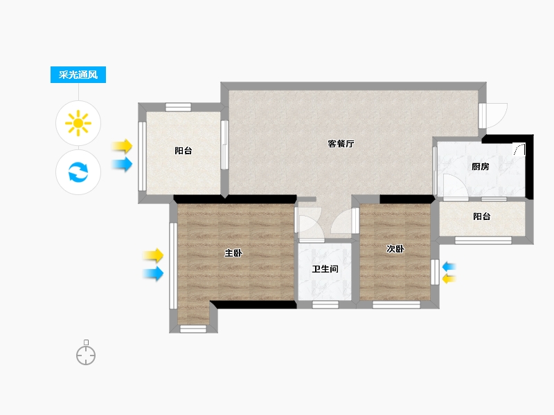 广西壮族自治区-桂林市-临桂万达大都会滨江-56.00-户型库-采光通风