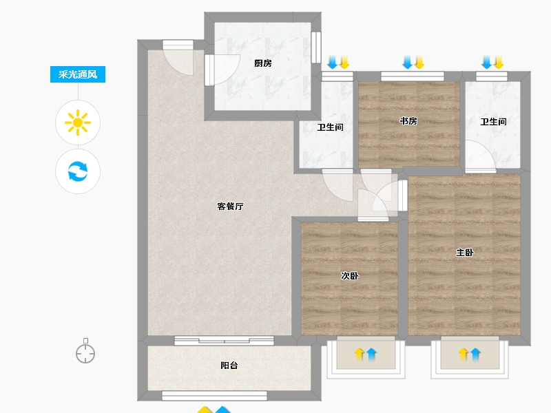 江西省-吉安市-越兴·文华印象-83.00-户型库-采光通风