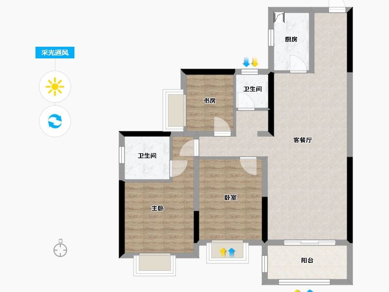 湖南省-益阳市-愿景朗悦府-89.00-户型库-采光通风