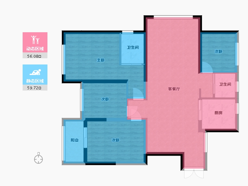 江苏省-连云港市-双池花园-120.00-户型库-动静分区