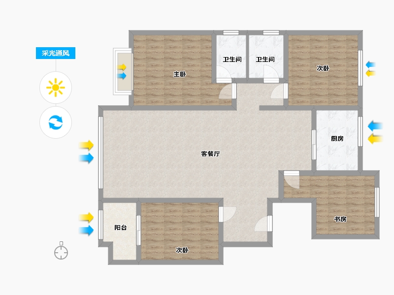 山东省-滨州市-英冠家园-134.00-户型库-采光通风