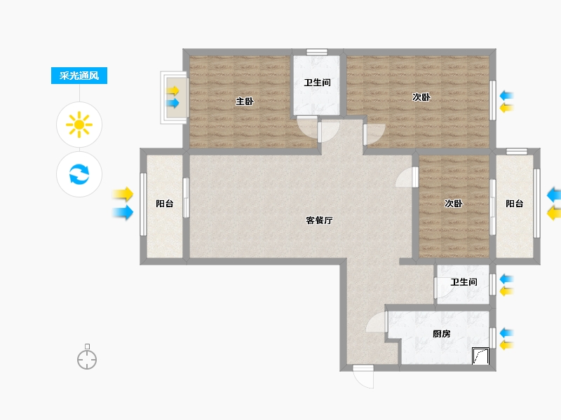 安徽省-阜阳市-国建翰林广场-122.00-户型库-采光通风