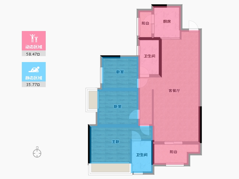 重庆-重庆市-鸿鸥御澜府-87.00-户型库-动静分区