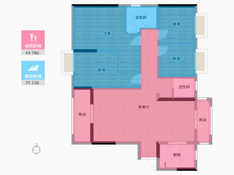 湖南省-岳阳市-星宇总部国际-110.00-户型库-动静分区