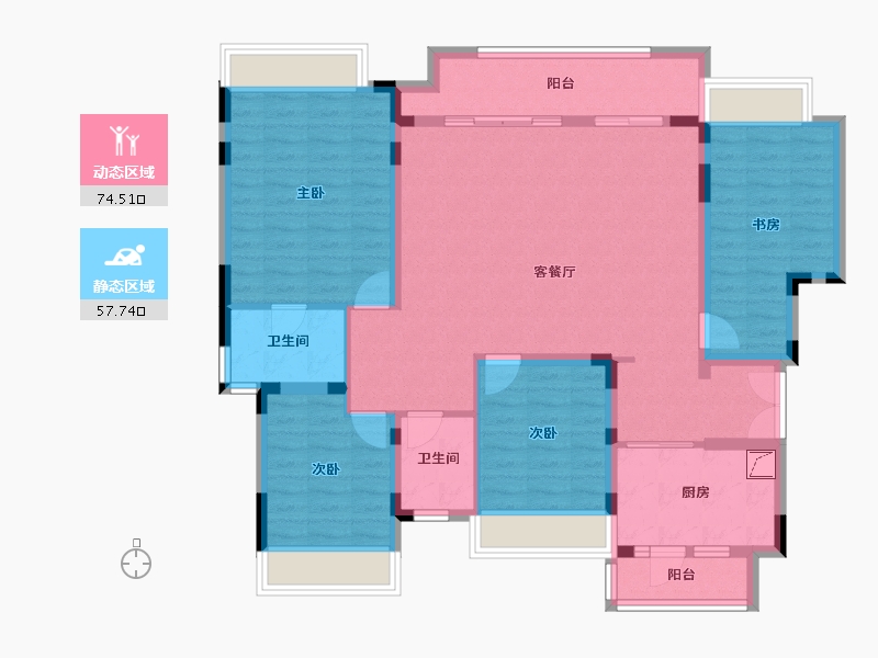 重庆-重庆市-中泰上境-126.00-户型库-动静分区