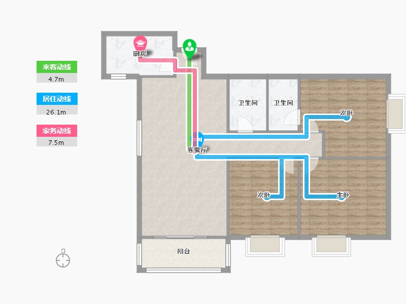 陕西省-西安市-开元商住楼-120.00-户型库-动静线