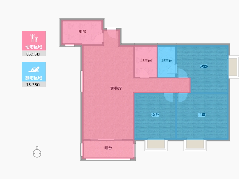 陕西省-西安市-开元商住楼-120.00-户型库-动静分区