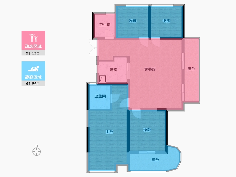 浙江省-嘉兴市-滨江万家花城-116.00-户型库-动静分区