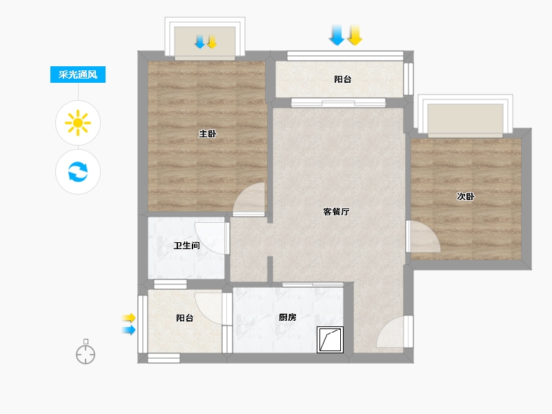 贵州省-贵阳市-花果园-Q区-55.00-户型库-采光通风