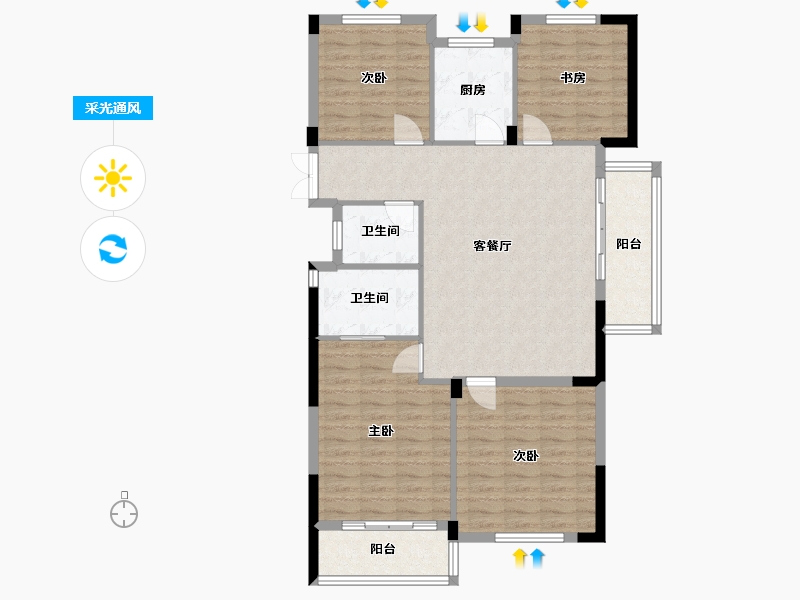 浙江省-衢州市-招贤里-109.00-户型库-采光通风