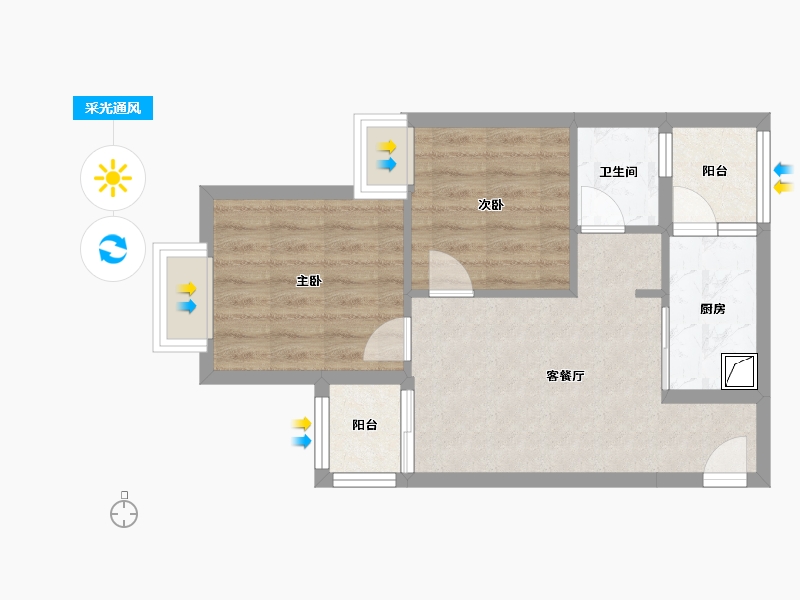 贵州省-贵阳市-花果园-Q区-55.00-户型库-采光通风