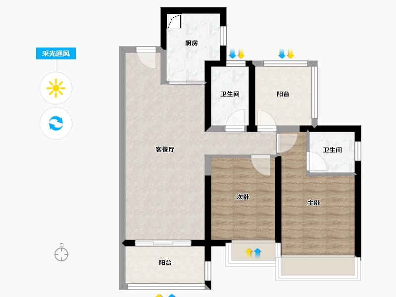 广东省-江门市-保利天汇-74.57-户型库-采光通风