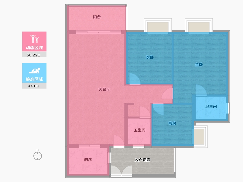 贵州省-贵阳市-花果园-Q区-105.00-户型库-动静分区