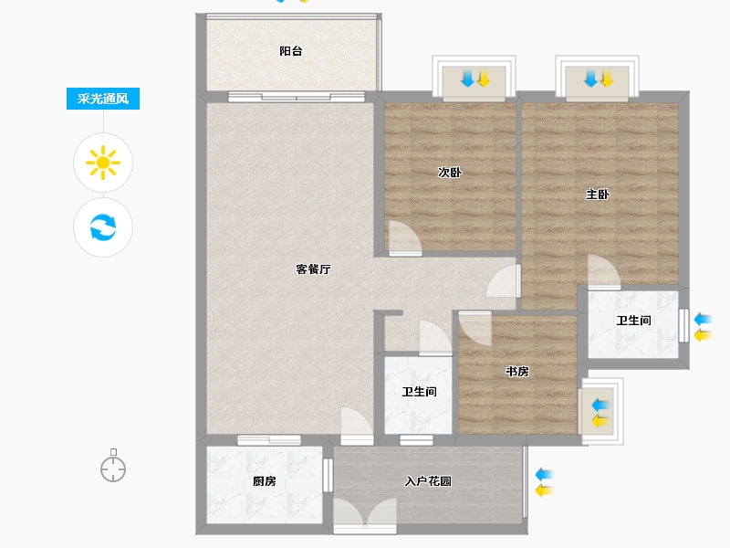 贵州省-贵阳市-花果园-Q区-105.00-户型库-采光通风