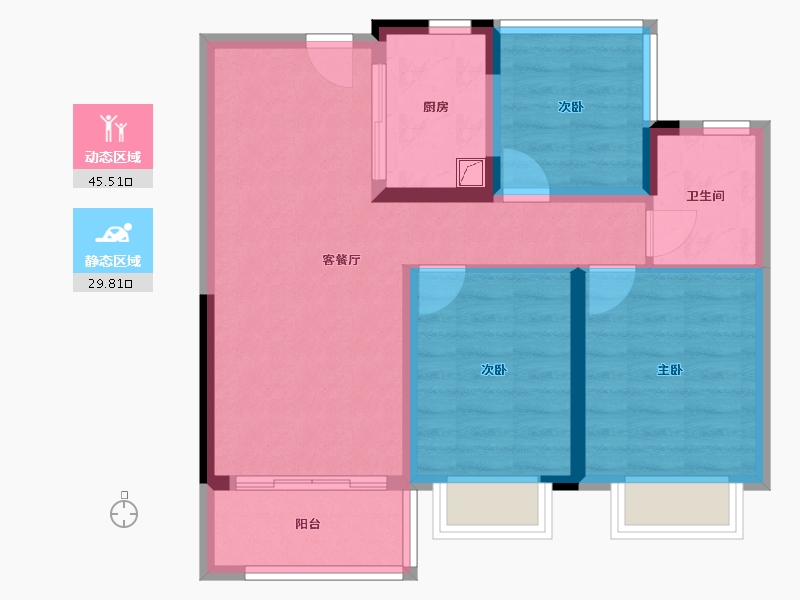 安徽省-合肥市-北城正荣府-66.55-户型库-动静分区