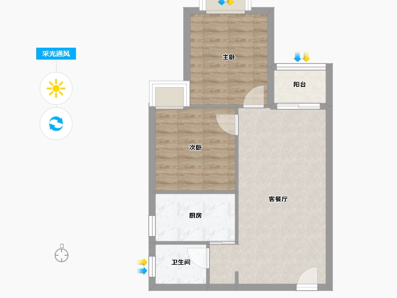 贵州省-贵阳市-花果园-Q区-62.00-户型库-采光通风