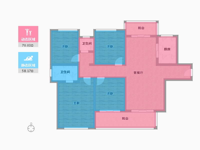 陕西省-宝鸡市-水木华院-130.00-户型库-动静分区