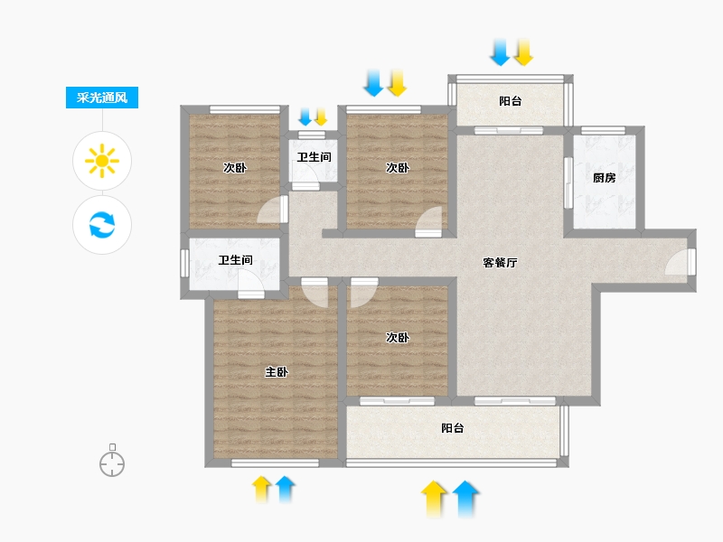 陕西省-宝鸡市-水木华院-130.00-户型库-采光通风