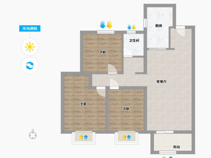 河北省-唐山市-新城瑞府-77.00-户型库-采光通风