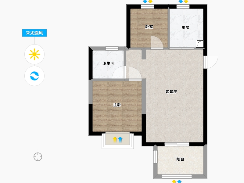 上海-上海市-黄渡春城美和雅苑-53.93-户型库-采光通风