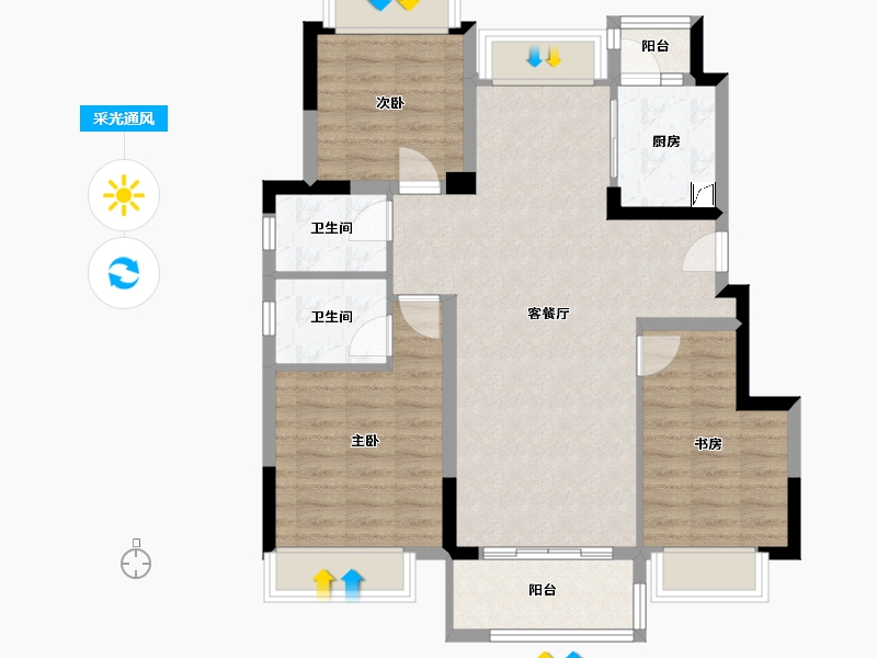 四川省-广安市-中梁西溪首府-89.00-户型库-采光通风