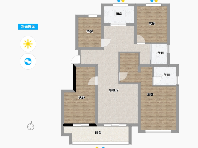 浙江省-嘉兴市-翰林学府-110.00-户型库-采光通风