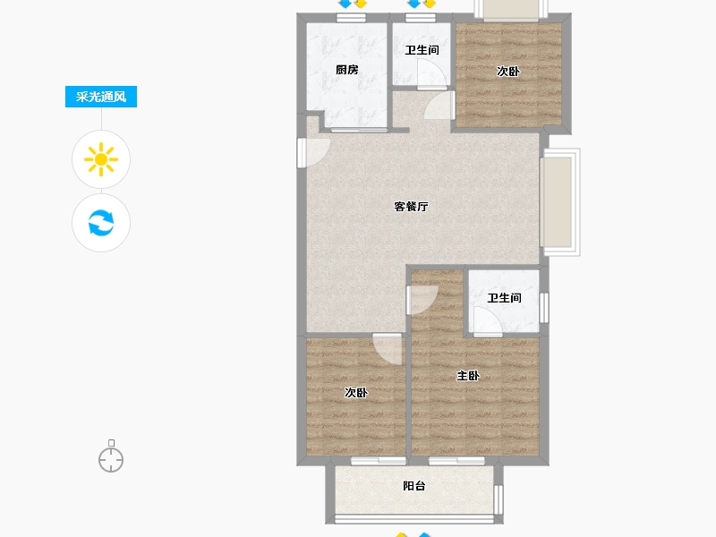 湖北省-武汉市-中梁天玺壹号-82.68-户型库-采光通风