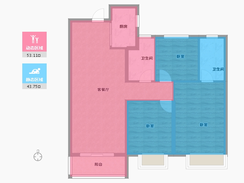 河南省-郑州市-东原阅城-87.20-户型库-动静分区