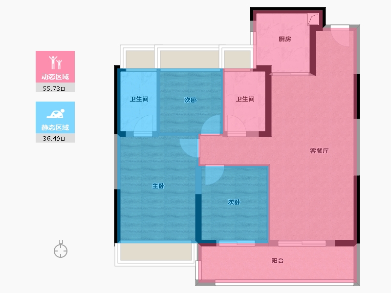 江苏省-苏州市-中建旭辉·江上​-82.40-户型库-动静分区