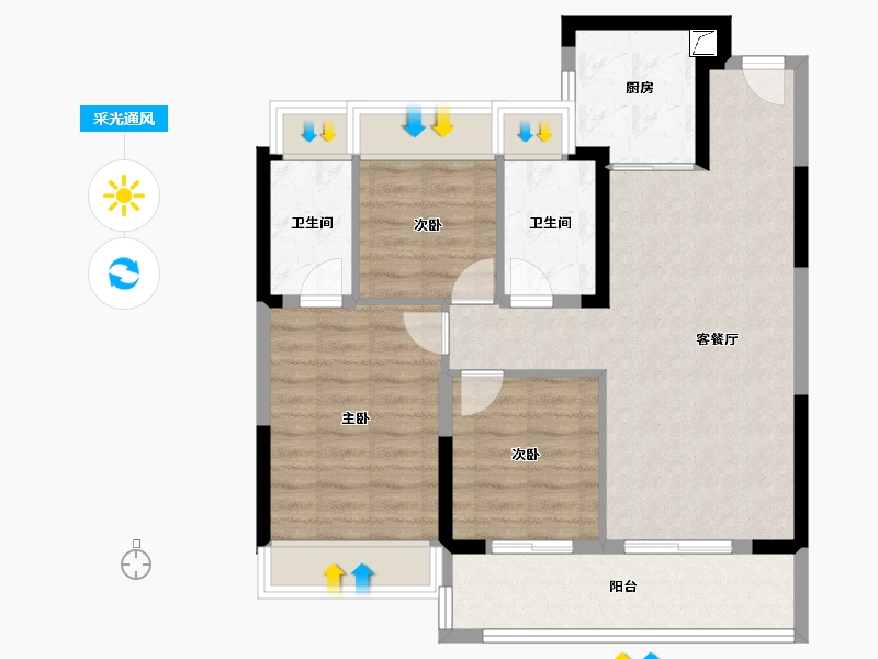 江苏省-苏州市-中建旭辉·江上​-82.40-户型库-采光通风