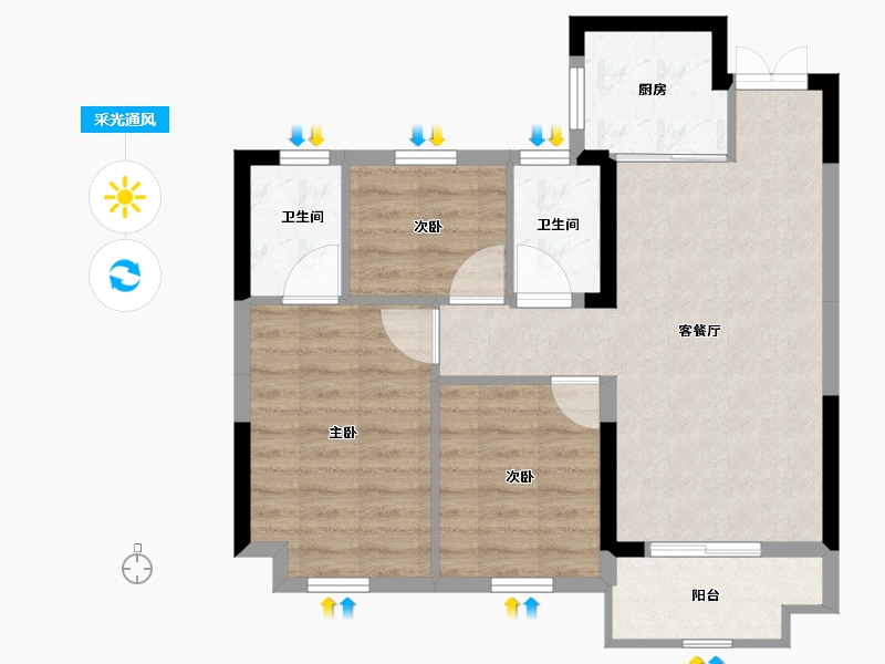 福建省-福州市-贵安新天地-67.88-户型库-采光通风