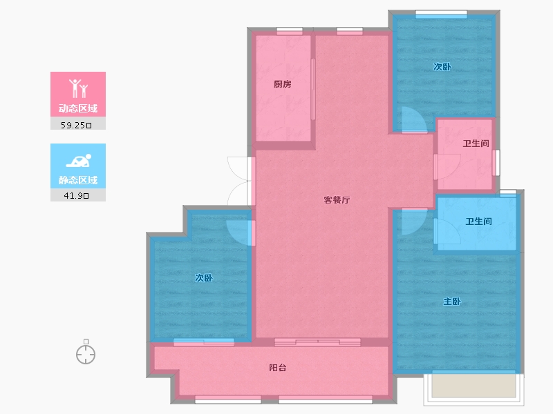 河南省-郑州市-汇泉西悦城-91.00-户型库-动静分区