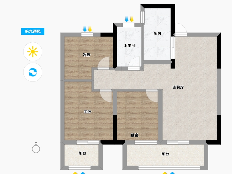 河南省-郑州市-大正·水晶森林-71.20-户型库-采光通风