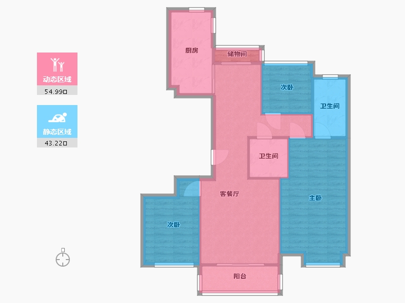 内蒙古自治区-包头市-燕赵·锦河湾-97.67-户型库-动静分区