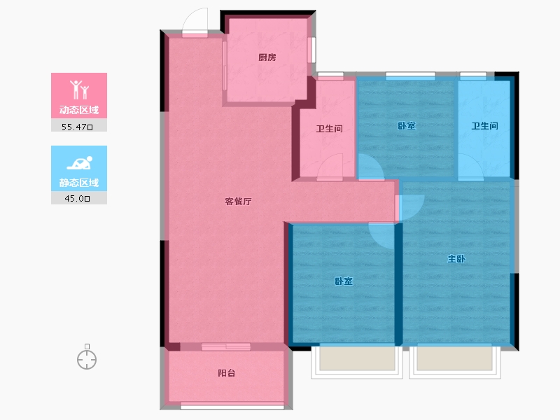 河南省-郑州市-东原阅城-90.40-户型库-动静分区