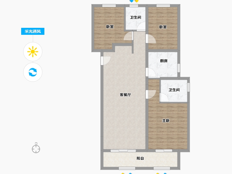 河南省-郑州市-建业盛悦府-104.80-户型库-采光通风