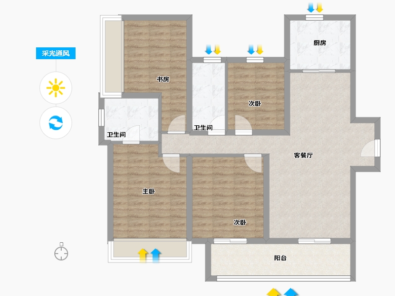 河南省-郑州市-东原阅城-103.21-户型库-采光通风