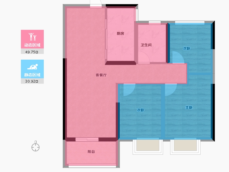 河南省-郑州市-路劲国际城-71.60-户型库-动静分区