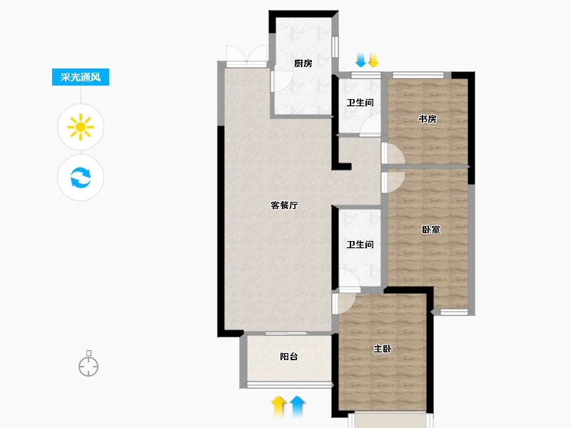 河南省-郑州市-申泰中原印象-95.21-户型库-采光通风