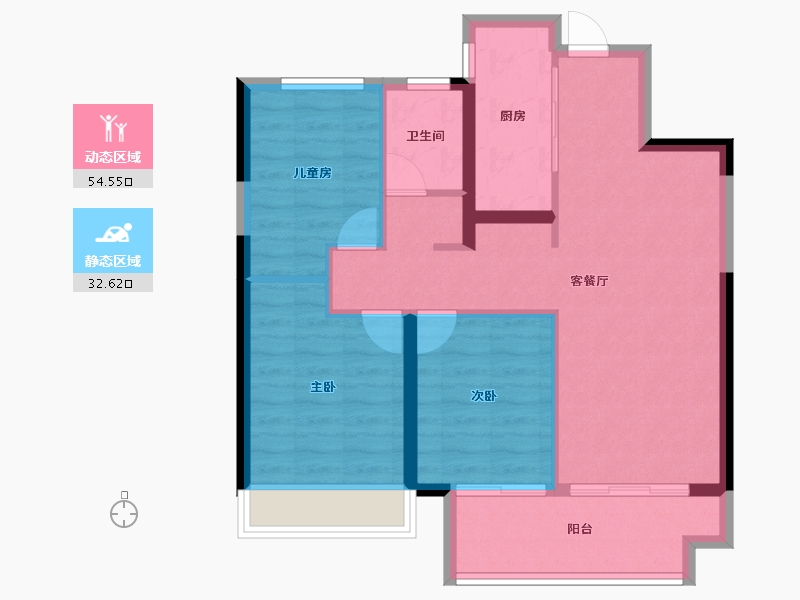 河南省-郑州市-金科旭辉滨河赋​-78.46-户型库-动静分区