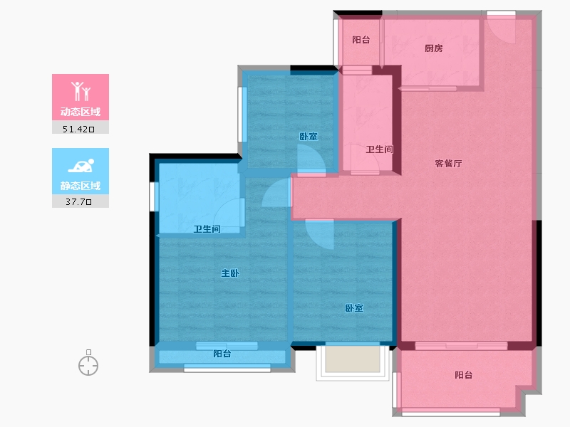 湖南省-长沙市-江山帝景-84.00-户型库-动静分区