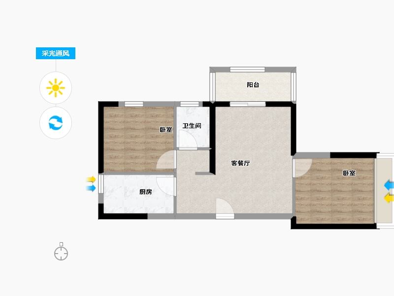 河南省-郑州市-万华城-58.40-户型库-采光通风