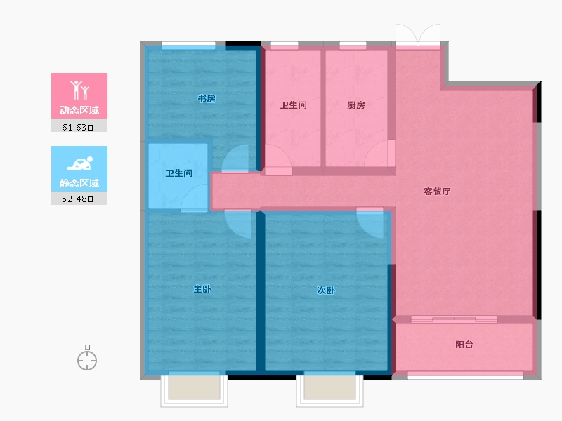 河南省-郑州市-金林·双玺-102.40-户型库-动静分区